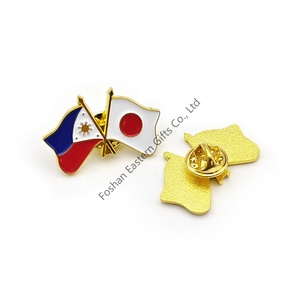 Đôi cờ nhà sản xuất thiết kế riêng của bạn kim loại ve áo Pin Trâm mềm cứng men Pin Philippines và Nhật Bản Cờ Pin huy hiệu - Product Image 2