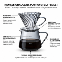 Kingze Outils de goutteur de café Barista personnalisés 600ml Serveur d'espresso en verre borosilicaté Verser sur la cafetière