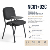 Chaise de formation et de conférence avec tablette d'écriture pliable et porte-livres pour les écoles, les salles de classe et les salles de réunion