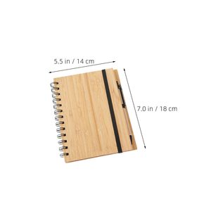 Sprial Eco Recycled Paper With Logo Hard Cover Bamboo Cover Notebook With Pen Holder - Product Image 6