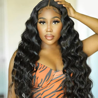 Perruque en cheveux humains bruts bouclés indiens, à ondulations profondes, avec closure HD transparente ultra-fine 5x5/13x4, pré-épilée avec baby hair, sans colle, petite taille