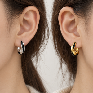 Boucles d'oreilles Mobius pour femmes, forme simple et sobre, boucles d'oreilles à porter au quotidien, accessoires d'oreilles au style neutre - Product Image 2