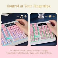 Clavier sans fil OEM ODM G820 rose et blanc dégradé pour femmes, 98 touches, clavier silencieux avec pavé numérique, Bluetooth 2.4G USB, mode triple, bouton de commande