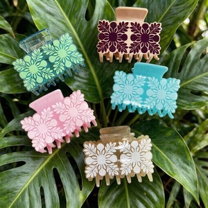 BELLE WORLD Pinzas para el Cabello con Diseño de Flores Hawaianas, Color y Patrón Personalizados, Diseño <span class=keywords><strong>Ume</strong></span>, Pinzas para el Cabello de Verano para Mujer - Product Image 4