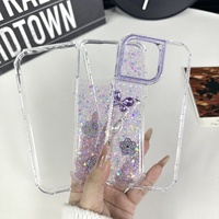 Étui de téléphone Victor Luxury Glitter Crystal Butterfly TPU PC 16 15 14 13 Pro Max Pearl antichoc résistant aux rayures transparent 2.0mm