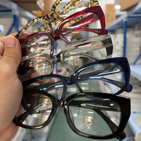 Montures de lunettes unisexes épaisses en acétate, anti-lumière bleue, monture intégrale, verres transparents solides, design coloré, tendance