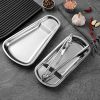 Support de rangement en acier inoxydable 201 poli en forme d'éventail pour ustensiles de cuisine, plateau à pinces alimentaires, support à couverts pour buffet, plateau à collations