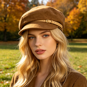 Nouvelle collection automne/hiver : Casquette plate en jean pour femme avec ceinture, visière bec de canard – Béret tendance style rétro japonais et britannique - Product Image 1