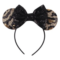 Nouveau bandeau en tissu polyester à motif léopard et oreilles de souris, style doux, pour enfants, idéal pour les fêtes et festivals, à faire soi-même