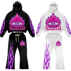 Kunden spezifische Trainings anzüge Vintage HeavyWeight Acid Wash 100% Baumwolle Hochwertige DTG-Druck Jogging hose und Hoodie-Set für Männer