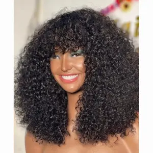 थोक घुंघराले wigs काले महिलाओं के लिए बैंग्स के साथ बॉब wigs बैंग्स के साथ मानव बाल तेजी से शिपिंग सस्ते कीमत