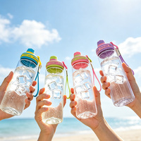 Bouteille d'eau de sport en plastique portable minimaliste de 700 ml, sans BPA, écologique, pour la salle de sport et l'extérieur, avec couvercles anti-fuite, vente en gros OEM