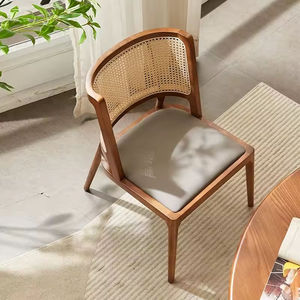 Wholesale lightweight luxury <b>dining</b> <b>chairs</b> with solid wood legs and leather cushions, suitable for hotel restaurants customized - Product Image 2