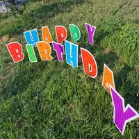 מותאם אישית 16 אינץ גובה Corflute גלי פלסטיק שמח יום הולדת מכתב חיצוני דשא Cupcake ובלון חצר סימנים עם הימור