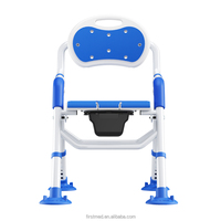 Chaise de douche et de toilette pliable et imperméable 2-en-1 avec dossier amovible et grand seau