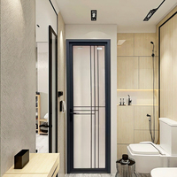 Diseño de Puerta de Dormitorio para Apartamento, Puerta Interior Impermeable con Marco de Aluminio Negro y Vidrio Esmerilado