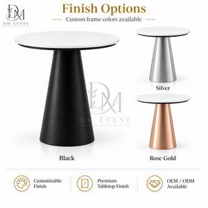Table de cocktail ronde pour projets hôteliers avec base conique en acier inoxydable noir et plateau en verre trempé miroir - Product Image 4