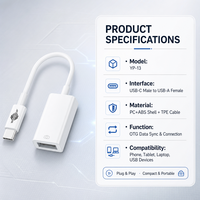 Adaptateur USB Type-C pour téléphone Android/PC, hub USB pour appareils photo, clés USB, souris, claviers, câble OTG, transfert de données