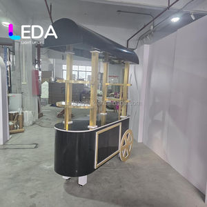 Carrito de Decoración para Bodas al Aire Libre LEDA, Exhibición de Flores para Fiestas, Carrito de Algodón de Azúcar, Carrito de Dulces Negro - Product Image 6