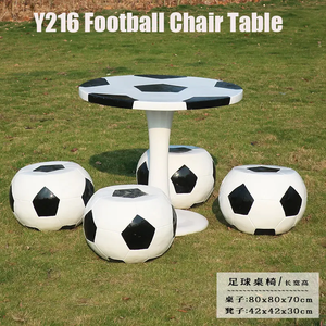 Y215a tùy chỉnh bàn trà Phân nhỏ màu đỏ cưỡi mui xe nấm Ghế bàn thiết lập ngoài trời sợi thủy tinh công viên bãi cỏ giải trí trường biệt thự - Product Image 4