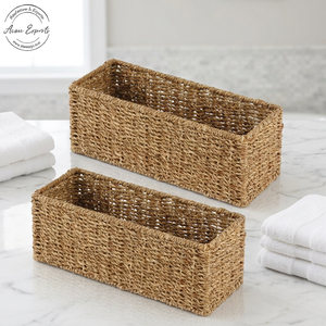 Ensemble de paniers de rangement en herbe de mer naturelle tissés à la main, écologiques, durables, organisateur pour la maison, étagère, placard, décoration - Product Image 1