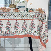 Nappe circulaire en lin 100% motif Panama avec impression numérique personnalisée