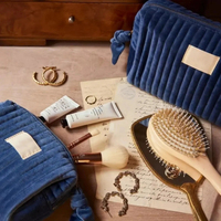 Trousse de Toilette en Velours de Luxe à Fermeture Éclair, 4 Couleurs, Pochette Cosmétique de Voyage, Livraison Rapide, Logo Personnalisé, Sac Fourre-Tout Beauté Promotionnel