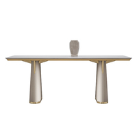 ATUNUS Mobilier design moderne de maison pour la salle à manger Pieds en acier inoxydable Table de salle à manger rectangulaire de luxe avec plateau en marbre