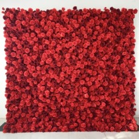 Mur de fleurs artificielles en soie rose mélangée, personnalisé OEM ODM, fait main, enroulable, pour décoration de mariage, événement ou fête