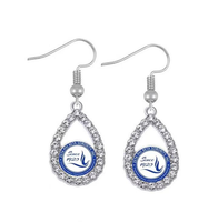 Pendientes de Lágrima con Pedrería de la Hermandad Griega Zeta Phi Beta, Aleación, 3x6cm, Color y Logotipo Personalizados, Joyería para Regalo de Fiesta