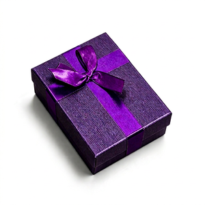 Custom Luxury Purple Rigid Gift Box Lid and Base Satin <b>Ribbon</b> OEM <b>Wedding</b> Birthday Jewelry Packaging Wholesale Supplier - Product Image 1