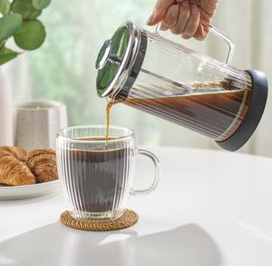 Cafetera Francesa Clásica Transparente de Doble Pared de Vidrio Borosilicato, Cafetera con Prensa Reutilizable para Cocina - Product Image 1