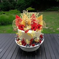 Kronen-Kuchenaufsatz, Kugeln Happy Birthday Kuchendekoration Krone Geburtstag Rot Roségold Schmetterlinge, Kuchendekoration für Geburtstag Hochzeit