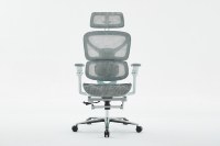 Chaise de bureau exécutive minimaliste en maille avec base en aluminium, massage 4 points, hauteur réglable, pivotante, dossier ailé et accoudoirs réglables pour la maison et le bureau