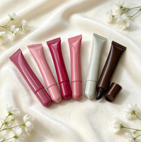 Tube souple personnalisé pour brillant à lèvres 10 ml, rose rouge, tube vide à presser pour brillant à lèvres, emballage cosmétique