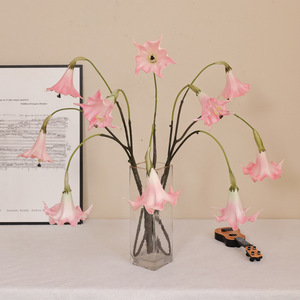 2 cabezas pu Artificial Real Touch PU blanco rosa Datura <span class=keywords><strong>Stramonium</strong></span> flor para centro de mesa - Product Image 2