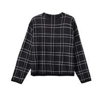 Pull en maille jacquard pour femme, col rond, épaules tombantes, manches longues, coupe courte, idéal pour le quotidien, les trajets, le campus, les voyages, ou comme pièce à superposer