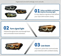 Nouveaux phares LED Ikon Style 12V pour BMW Série 5 G30 2018-2020, feux de jour DRL tricolores (blanc, jaune, ambre), amélioration et remplacement automobile