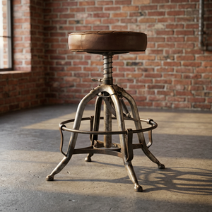 Modern Industrial Antique <b>Leather</b> Seat Metal <b>Bar</b> <b>Stool</b> Commercial Use Home Kitchen Hotel Villa Farmhouse - Product Image 2