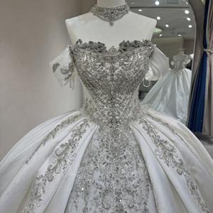 Robe de mariée de luxe sexy personnalisée, modèle DW0183, style princesse, épaules dénudées, ornée de perles et de sequins, collection Novias Vestidos Jancemebr - Product Image 1