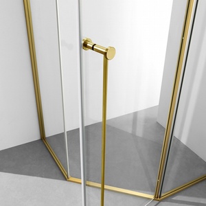 Cloison en verre trempé sur mesure <span class=keywords><strong>de</strong></span> 8 mm pour salle <span class=keywords><strong>de</strong></span> bain, style minimaliste moderne, porte à charnière, verre <span class=keywords><strong>de</strong></span> sécurité avec film anti-explosion, 16 m - Product Image 4