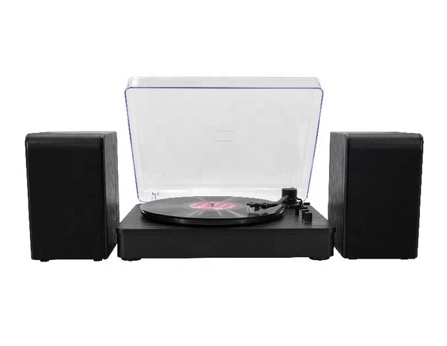 3-Speed Belt-Drive Vinyl Turntable for Vinyl Records with Wireless Playback and HiFi System with Bookshelf Speakers