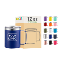 Tasse de voyage personnalisée de 12oz avec poignée et couvercle tasses cadeaux portables pour le camping tasses à thé sous vide colorées de 350ml en acier inoxydable Lowball