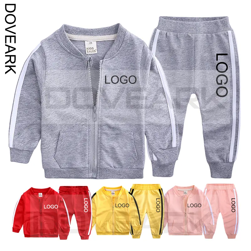 Baby Boys Girls Fashion Clothing Infant Toddler Comfortable Fabric Plain Striped Tracksuits Sets Kids Jackets 2022 sweatsuit