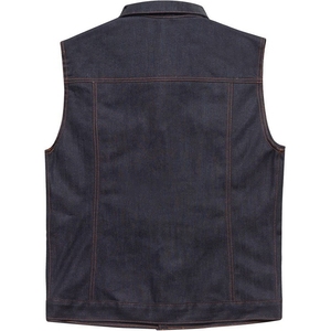 Veste universitaire de moto pour homme Gilet en denim 100% coton avec cuir véritable léger et respirant décoré avec motif Taille 4XL - Product Image 2
