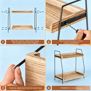 Organisateur de comptoir pour station à café, étagère en bois à 2 niveaux pour accessoires de bar à café, support de rangement pour condiments pour cuisine, maison - Product Image 4