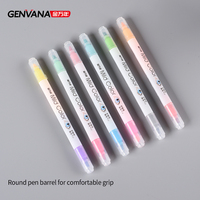 Lot de surligneurs pastel doux double pointe GENVANA en gros pour étudiants, marqueurs fluorescents pour dessin artistique, logo personnalisé OEM