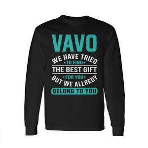 T-shirt a maniche lunghe Vavo, regalo per la festa del papà, per papà, in cotone nero, taglia unisex M L XL XXL - Product Image 2