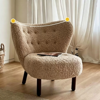 Fauteuil simple Petra, fauteuil d'appoint en tissu imitation laine d'agneau, fauteuil de loisirs vintage français pour salon, balcon et chambre