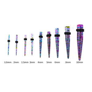 Piercing d'<span class=keywords><strong>oreille</strong></span> punk en acrylique, points colorés, cône à pointes, tunnel droit, plug, dilatateur, écarteur, boucles d'oreilles stylées 1.6-10mm - Product Image 4